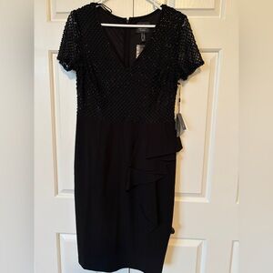 Adrianna Papell Black Sequin Midi Dress